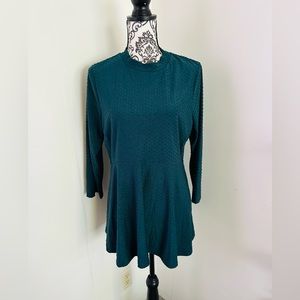 Motherhood Maternity Mock Neck Textured Polka Dot Long Sleeve Tunic Top